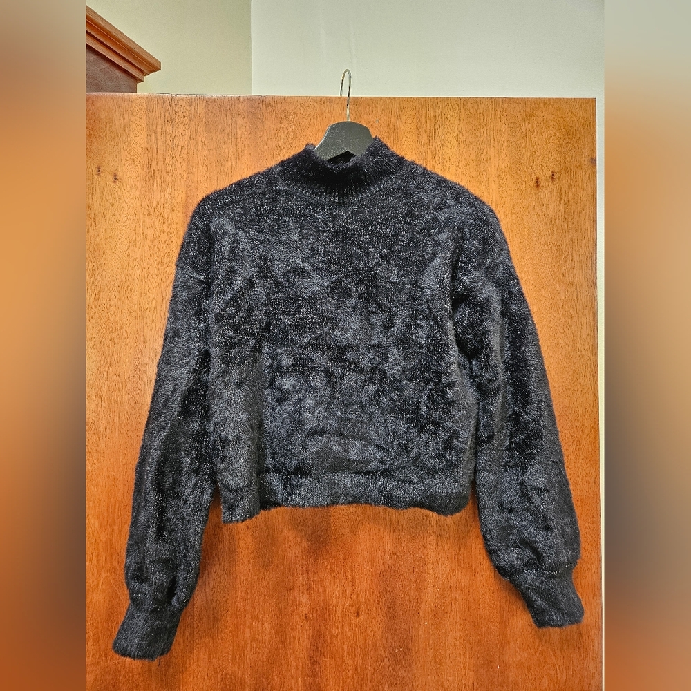 wild fable Black Fuzzy Mock Turtleneck Sweater XS, Like New